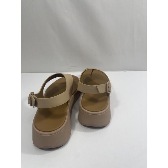 FitFlop F-Mode Shoes Womens Size 10 Beige Leather Flatform Thong Sandals New Box - Picture 10 of 14